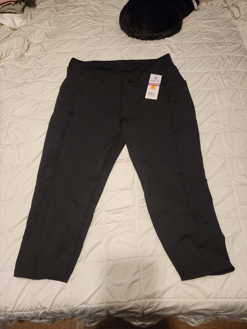 POP Fit Black Women's 7/8 Leggings with Side Pockets